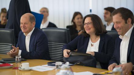 Sitzung des SPD-Präsidiums im Willy-Brandt-Haus mit SPD-Vize Olaf Scholz, SPD-Chefin Andrea Nahles und SPD-Generalsekretär Lars Klingbeil.