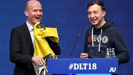 Der Vorsitzende der Unionsfraktion, Ralph Brinkhaus, und JU-Chef Paul Ziemiak (r.). 