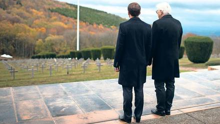 Gemeinsam erinnern: Bundespräsident Frank-Walter Steinmeier und der französische Präsident Emmanuel Macron eröffnen am 10. November 2017 auf dem Hartmannsweilerkopf die erste deutsch-französische Museums- und Gedenkstätte zum Ersten Weltkrieg.
