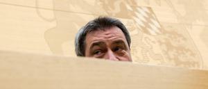 Markus Söder (CSU), Ministerpräsident von Bayern, bei der letzten Plenarsitzung im bayerischen Landtag vor der Wahl.