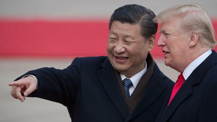 Da geht's lang! Chinas Präsident Xi Jingping (l.) zeigt dem US-Präsidenten Donald Trump den Weg.