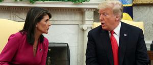 Abschied. Nikki Haley gibt am Dienstag gemeinsam mit Donald Trump ihren Rücktritt zum Jahresende bekannt. 