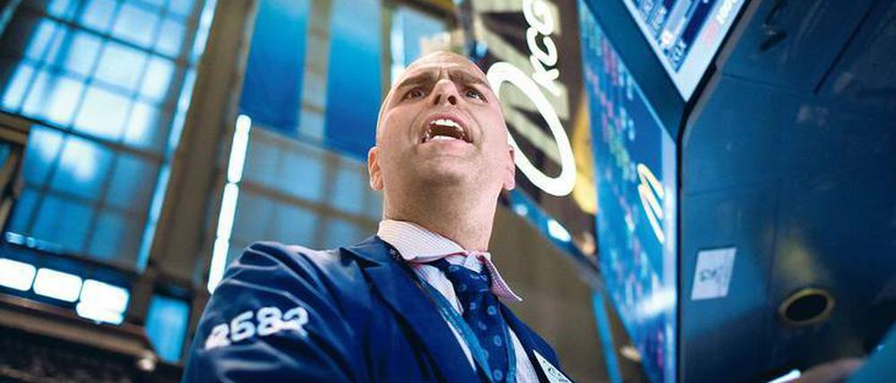 Manche werden schon nervös. Ein Trader an der Wall Street.