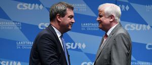 In herzlicher Abneigung zugetan: Markus Söder und Horst Seehofer am Montag in Ingolstadt.
