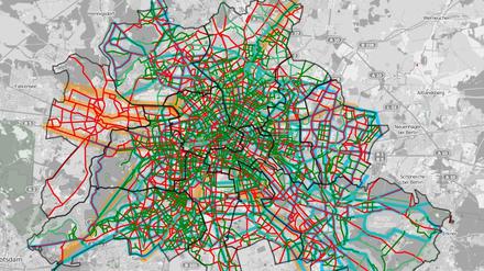 Sieht aus wie ein Kunstwerk, stellt aber die Radwege-Idee des ADFC dar. 