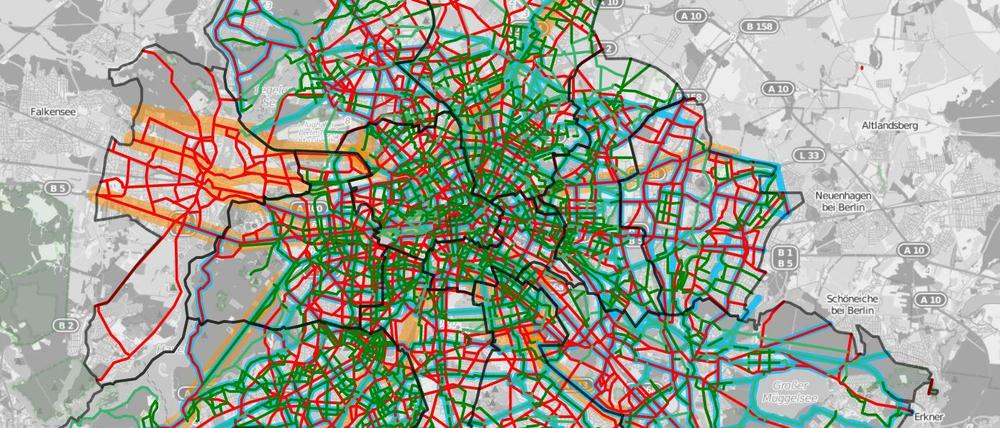 Sieht aus wie ein Kunstwerk, stellt aber die Radwege-Idee des ADFC dar.