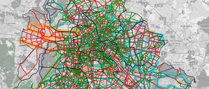 Sieht aus wie ein Kunstwerk, stellt aber die Radwege-Idee des ADFC dar. 