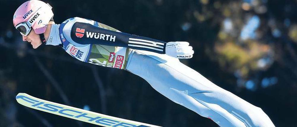 Hoch hinaus. Severin Freund muss sich nach seiner Rückkehr auf die Schanze jetzt mit der erstarkten deutschen Konkurrenz auseinandersetzen. 