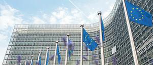 Europaflaggen vor der Europäischen Kommission in Brüssel.