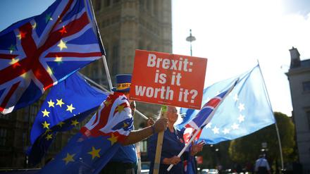 Anti-Brexit-Demonstranten am 11. Oktober vor dem Parlament in London. 