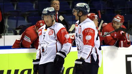 Die Erfahrenen. Frank Hördler (links) mit André Rankel im Spiel gegen Grodno. 