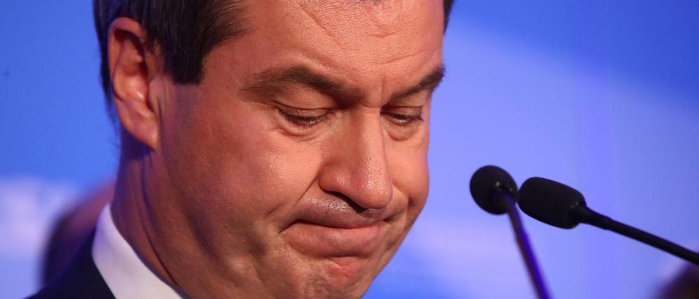 Angespannte Lage. Ministerpräsident Markus Söder (CSU) sieht ein "schmerzhaftes Ergebnis" für seine CSU.