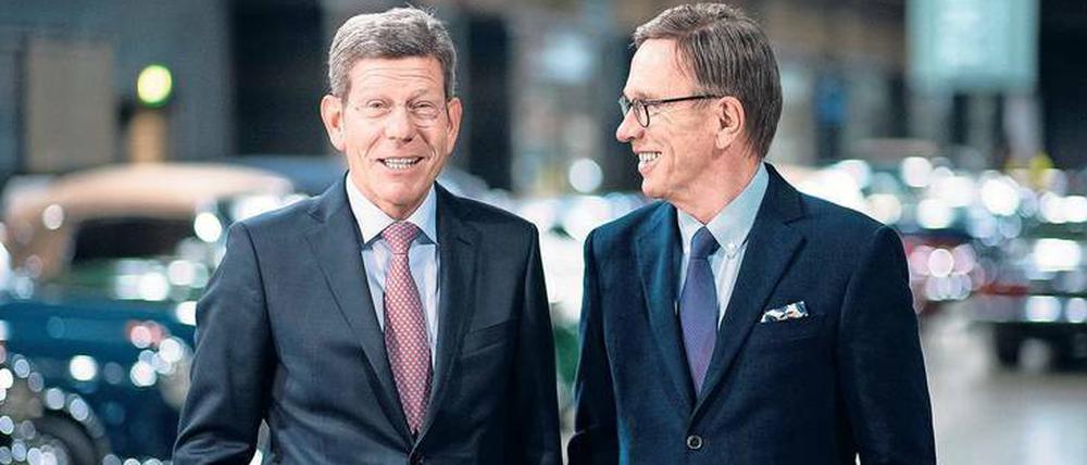 Auto-Präsidenten. Im März folgte Bernhard Mattes (links) auf den langjährigen VDA-Chef Matthias Wissmann. Der hatte mit seinem politischen Netzwerk enge Bande zur Bundesregierung geknüpft.