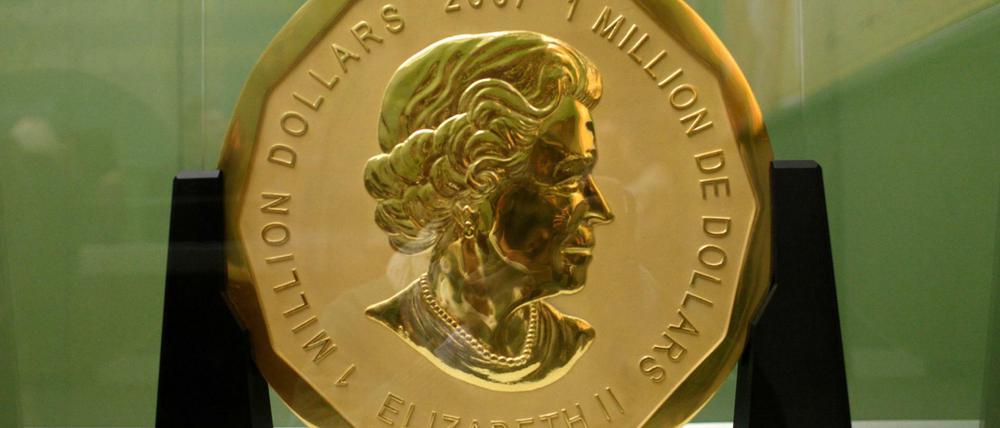 Die 100 Kilogramm schwere Goldmünze "Big Maple Leaf" im Bode-Museum.