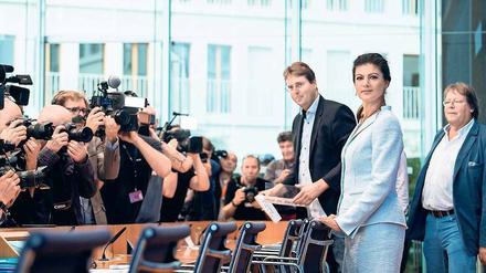 Stegemann und Wagenknecht im September in der Bundespressekonferenz.