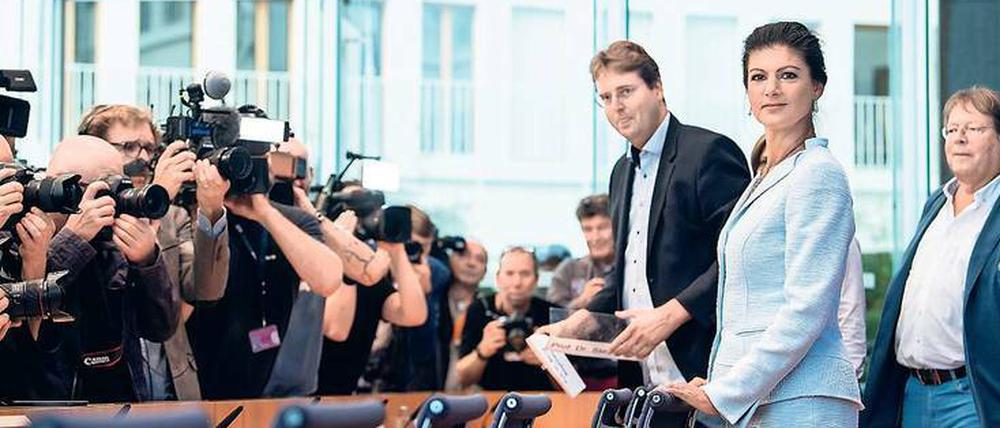 Stegemann und Wagenknecht im September in der Bundespressekonferenz.