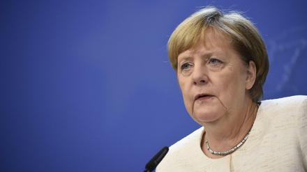 Angela Merkel auf der Pressekonferenz in Brüssel.