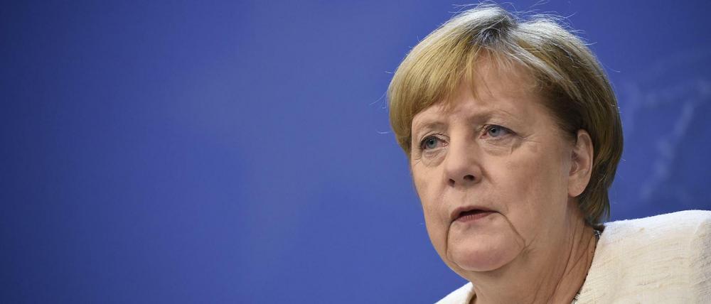 Angela Merkel auf der Pressekonferenz in Brüssel.