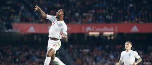 Auf dem Weg nach oben. Gegen Spanien traf Offensivspieler Raheem Sterling zweimal für die englische Nationalmannschaft. 