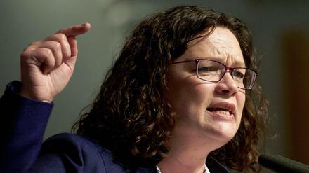 SPD-Chefin Andrea Nahles hat einen Rat an Joe Kaeser: Er sollte das nochmal überdenken.