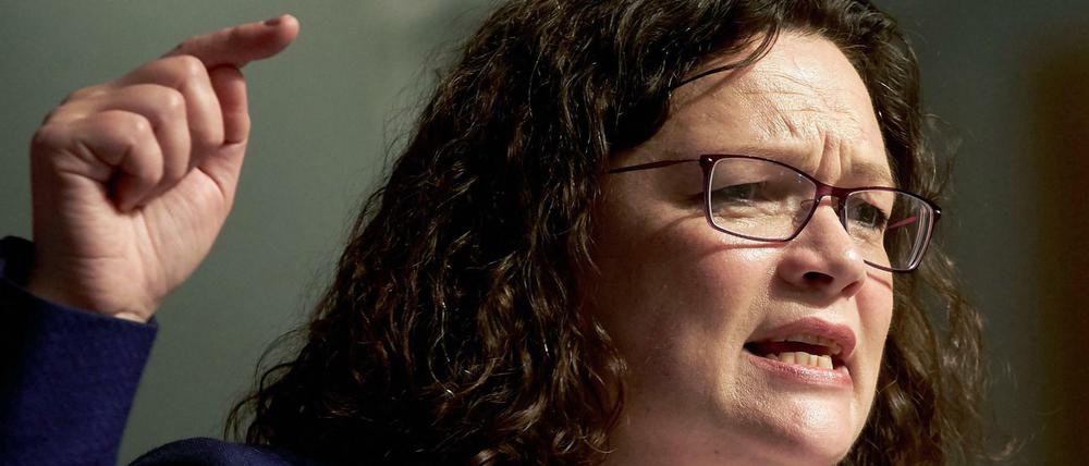 SPD-Chefin Andrea Nahles hat einen Rat an Joe Kaeser: Er sollte das nochmal überdenken.
