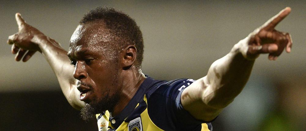 Jubeln kann er. Am liebsten für die Central Coast Mariners - denen Usain Bolt aber wohl etwas zu teuer ist.