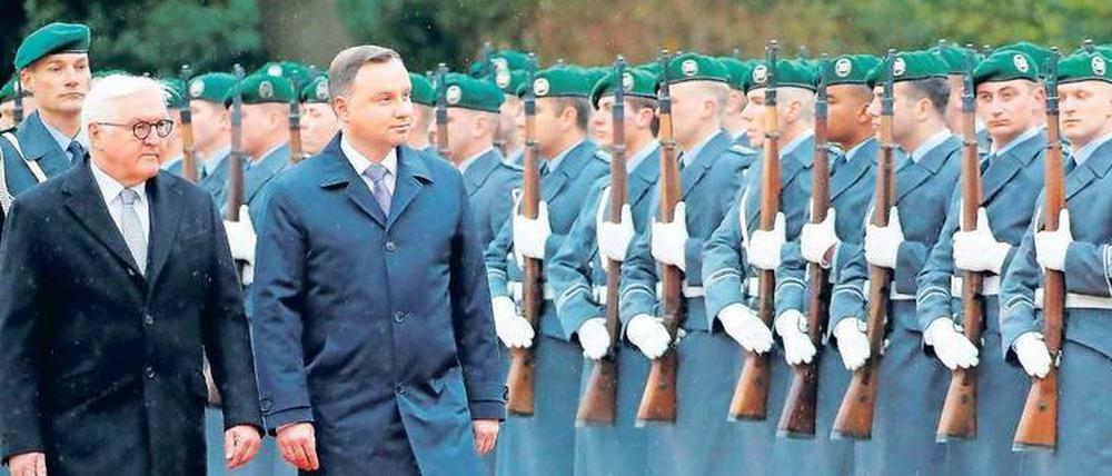 Nicht im Gleichschritt. Frank-Walter Steinmeier und Andrzej Duda hatten eine Reihe von Problemen im bilateralen Verhältnis zu besprechen. 