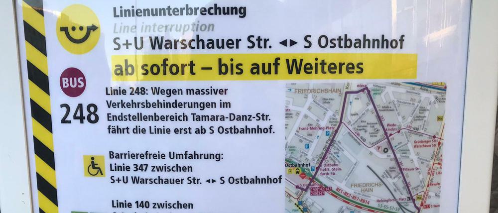 "Ab sofort - bis auf weiteres" fährt der 248er wegen vieler Falschparker nicht mehr.