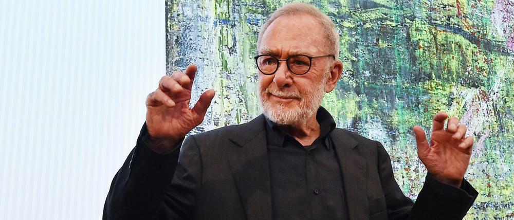 Der Maler Gerhard Richte während der Pressekonferenz im Museum Barberini.