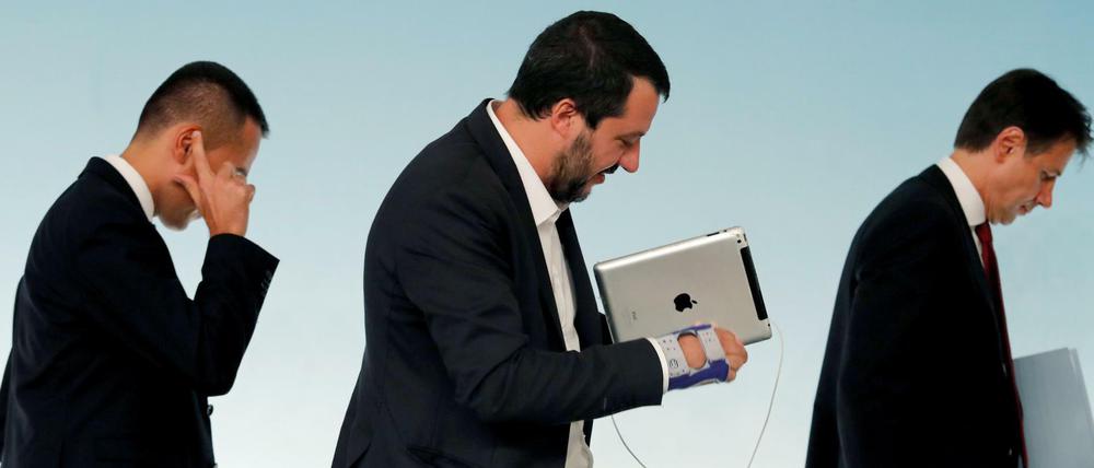 Luigi Di Maio, Giuseppe Conte und Matteo Salvini