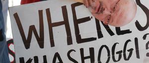 Wo ist Jamal Khashoggi? Zum Zeitpunkt dieser Demonstration in Washington war noch nicht öffentlich, dass der saudische Journalist tatsächlich in der Botschaft in Istanbul ermordet worden war.