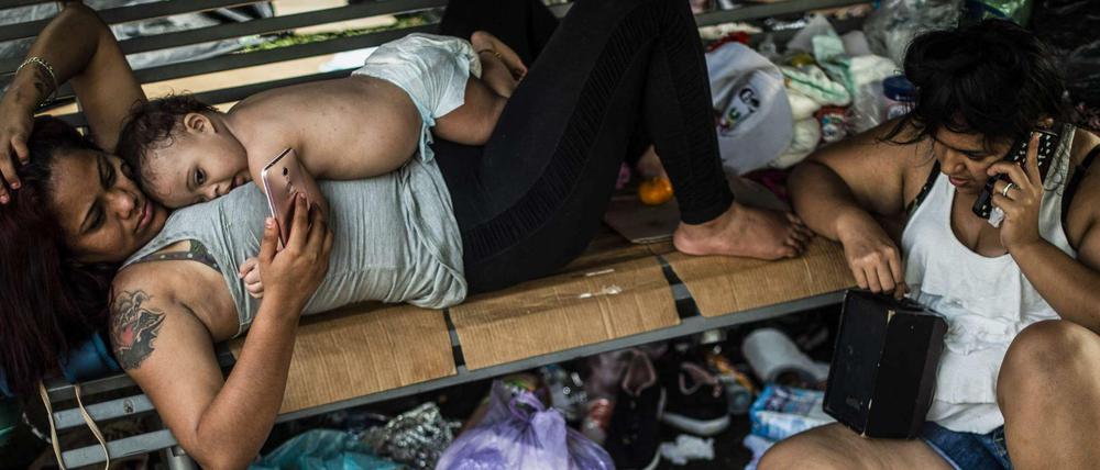 Am Dienstag legten Tausende Migranten einen Stopp in der südmexikanischen Stadt HuiStopp ein. 