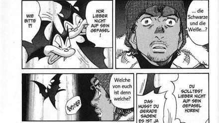 Zeichner und Gezeichnete: Eine Szene aus „Billy Bat“.