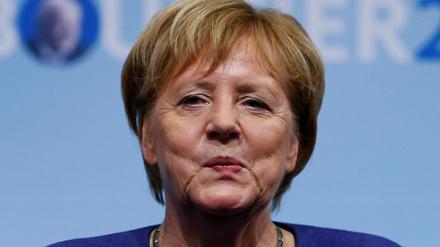 Kanzlerin Angela Merkel bei einer Wahlkampfveranstaltung im hessischen Dieburg. 