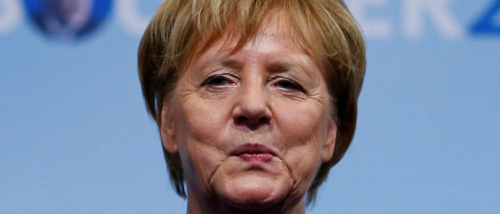 Kanzlerin Angela Merkel bei einer Wahlkampfveranstaltung im hessischen Dieburg. 