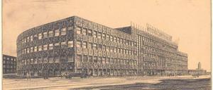 Duktus des Kohlestrichs. Zeichnung des Berliner Hauses des Rundfunks in der Masurenallee von Hans Poelzig, um 1928/29. 