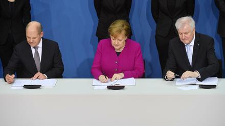 Unterzeichnung des Koalitionsvertrags am 12. März 2018 