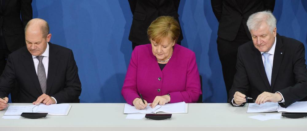 Unterzeichnung des Koalitionsvertrags am 12. März 2018 