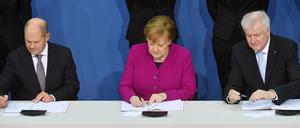 Unterzeichnung des Koalitionsvertrags am 12. März 2018 