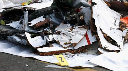 Geborgene Trümmerteile der abgestürzten Maschine von Lion Air