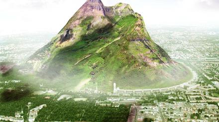 Ein Berg auf dem Flughafenfeld Tempelhof. Dieser Vorschlag kam von dem Architekten Jakob Tigges.