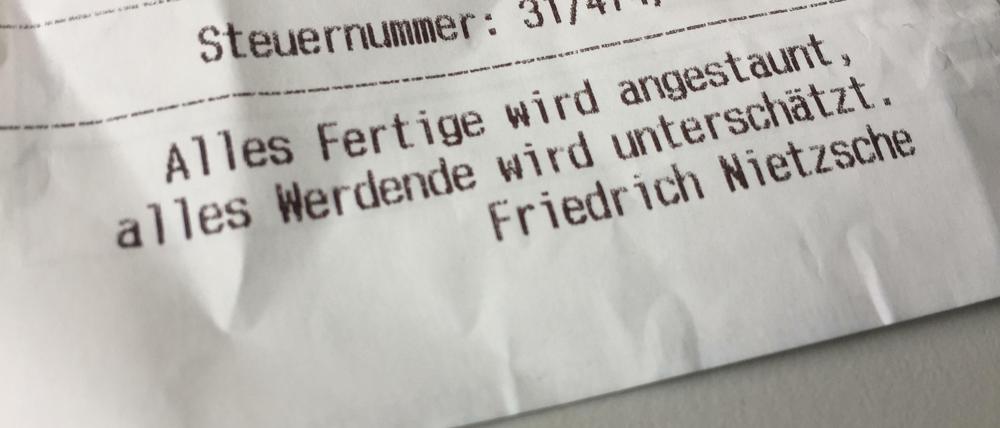 Denkzettel: Wenn Nietzsche die Quittung ziert.