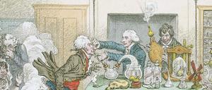 Chemiker Humphry Davy (rechts) hat mit der Wirkung von Lachgas experimentiert.