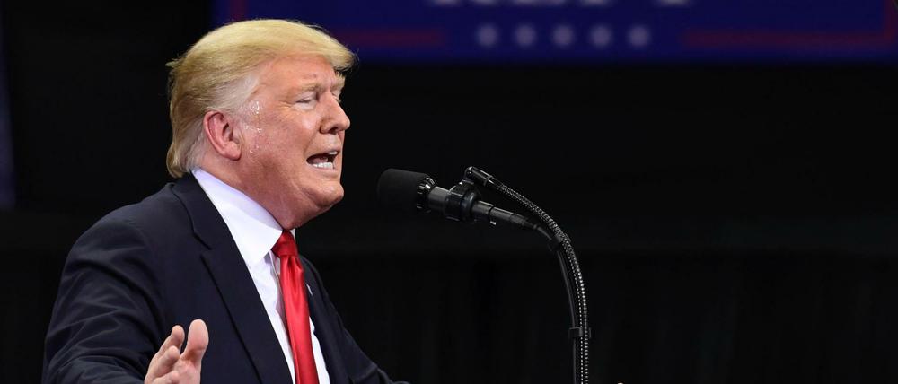 Donald Trump, Präsident der USA, spricht während einer Wahlkampfveranstaltung. 