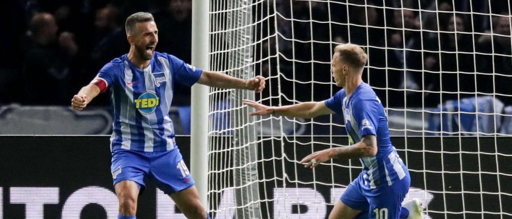 Groß war der Jubel Ende September bei Hertha: Ibisevic und Duda jubeln nach dem 2:0.