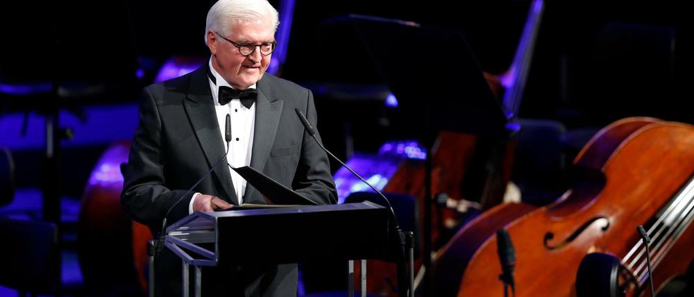 Bundespräsident Frank-Walter Steinmeier dankte in seiner bewegenden Rede allen Engagierten, die zur Hilfe beitragen.