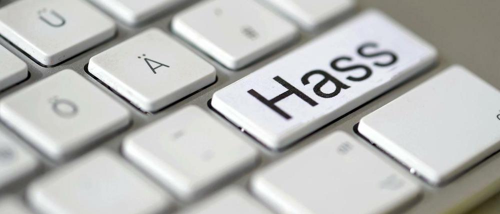 Computertastatur mit fiktiver Hasstaste, Bildmontage.