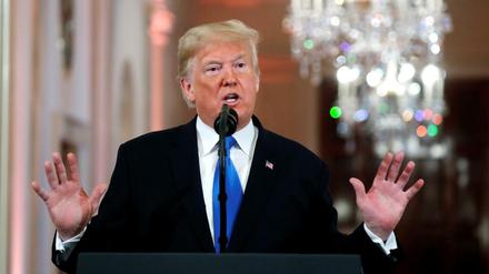 US-Präsident Donald Trump vor der Presse im Weißen Haus