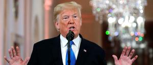 US-Präsident Donald Trump vor der Presse im Weißen Haus