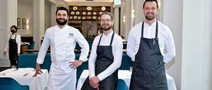 Die „Macher“ des Restaurants Cumberland: Küchendirektor Dennis Melzer, Restaurantleiter Benjamin Becker und Sommelier Steve Hartzsch (v.l.n.r.)